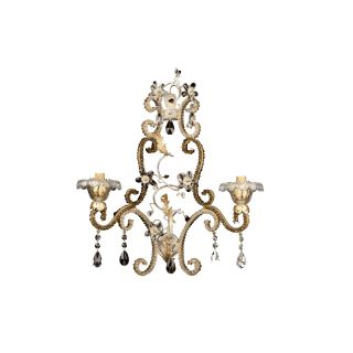 Mechini / Wall Lights / Murano Glass and Coloured Pearl Banding A263/2