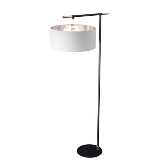 Elstead Lighting / Floor Lamps / Balance 1 Light Floor Lamp - Black / Polished Nickel with White Shade
