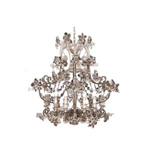 Mechini / Chandeliers / Porcelain & Clear and Coloured Pearl Banding L288/13 Fume