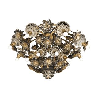 Mechini / Chandeliers / Black with Coloured Bohemian Crystal and Biscuit Ceramic L307/16