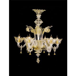 Italian Luxury Lighting / Chandeliers / Venetian Glass Amber 6-Light V7467 006