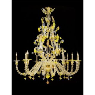 Italian Luxury Lighting / Chandeliers / Venetian Glass Yellow 16-Light V7869 016