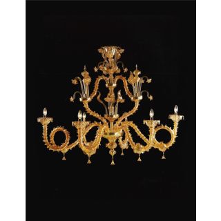 Italian Luxury Lighting / Chandeliers / Venetian Glass Amber 6-Light V7960 006