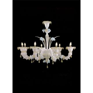 Italian Luxury Lighting / Chandeliers / Venetian Glass White 8-Light V8040 008