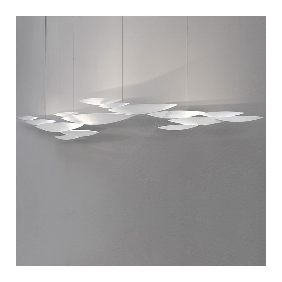 Suspension lamp / White finish, cm.: 200 x 220 x 14 / inch.: 78.7" x 87" x 5.5" (10 lights)