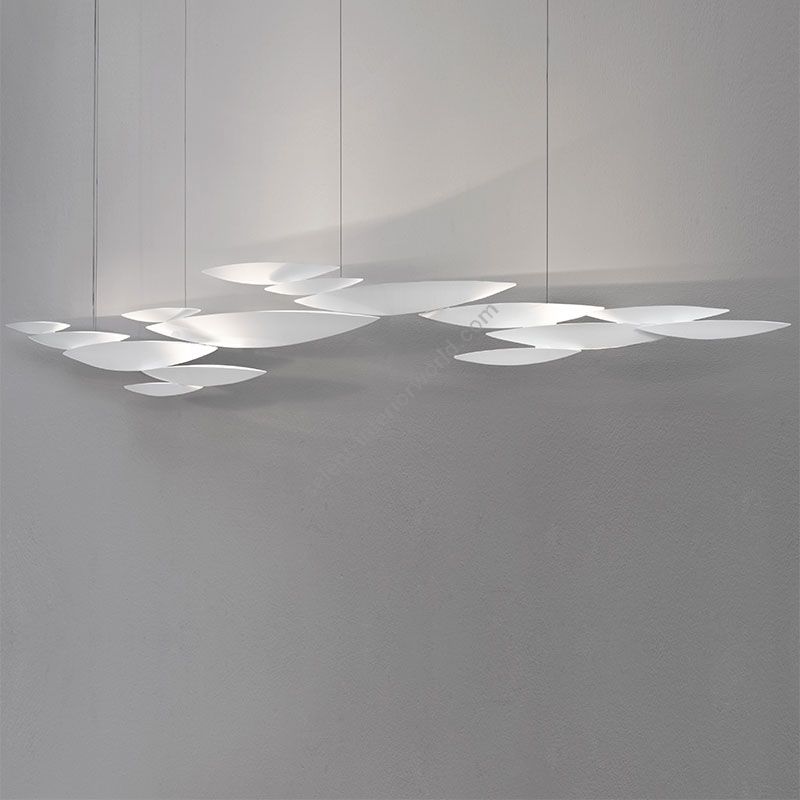 Suspension lamp / White finish, cm.: 200 x 220 x 14 / inch.: 78.7" x 87" x 5.5" (10 lights)