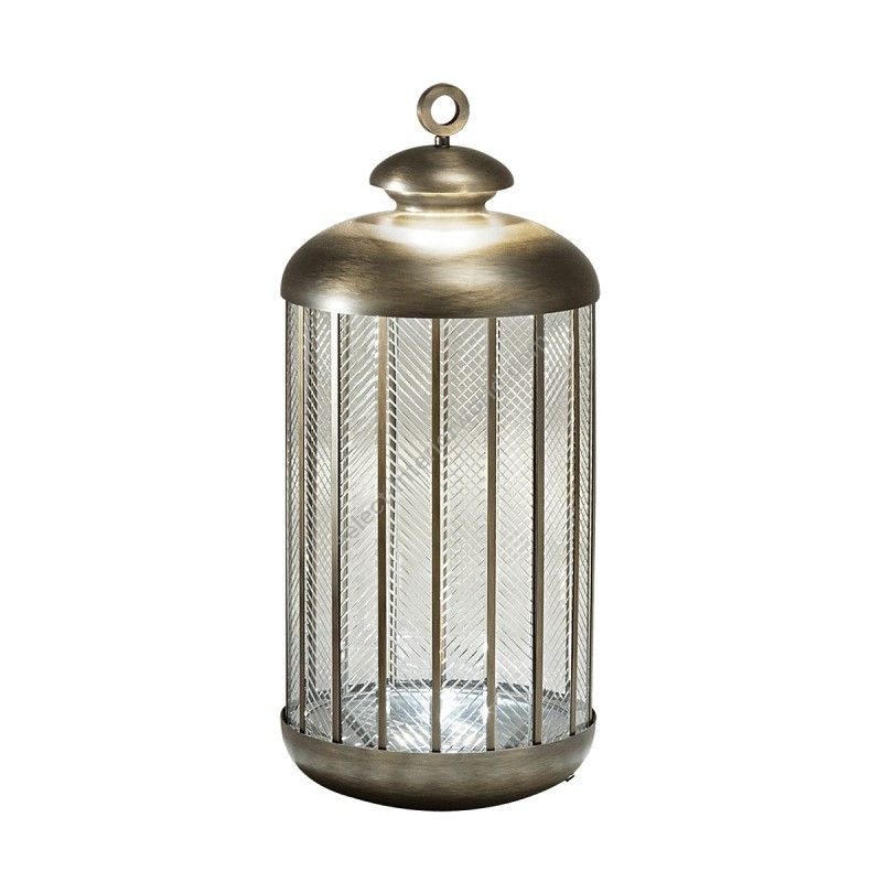 Floor led lamp / Antique Burnished Finish / Transparent Glass / cm.: 86 x 38 x 38 / inch: 33.86" x 14.96" x 14.96"