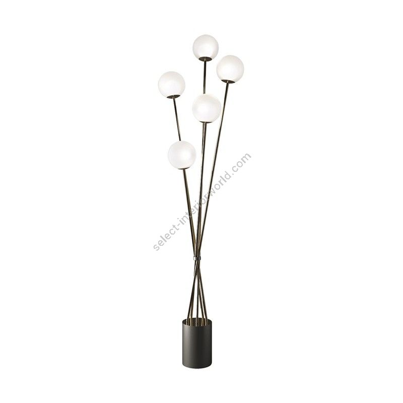 Floor lamp / Gold nickel – Anthracite finish / Satin glass / 5 lights