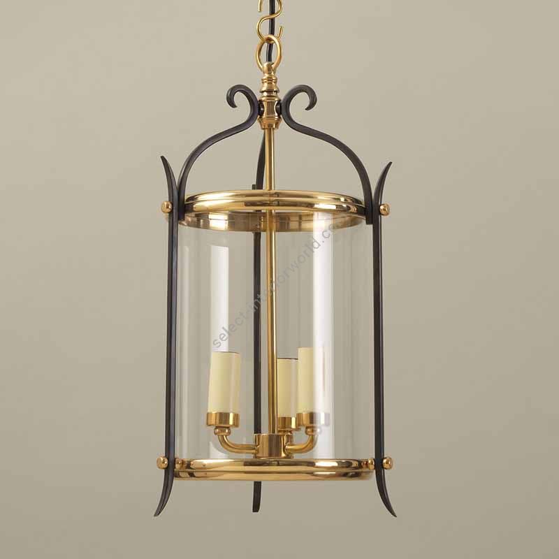 Lantern / Brass & Bronze finish / Hand-blown glass cyclinder / 3 lights