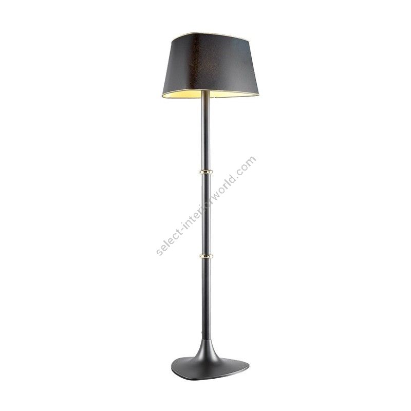 Floor lamp / Matt Black finish / Chinette-black fabric lampshade