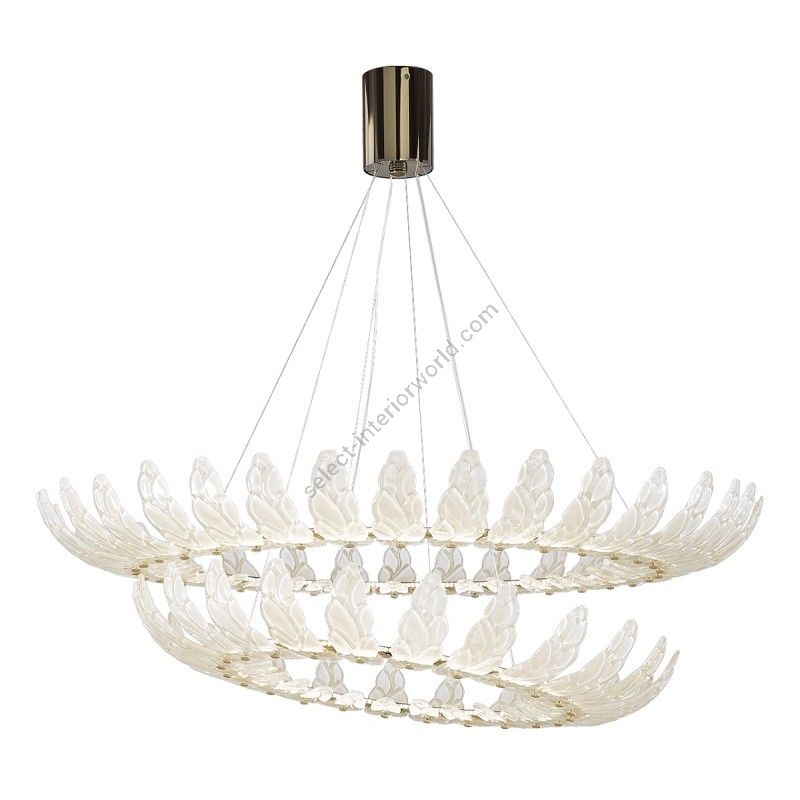 Chandelier / Gold Nickel finish / Satin-Teak glass