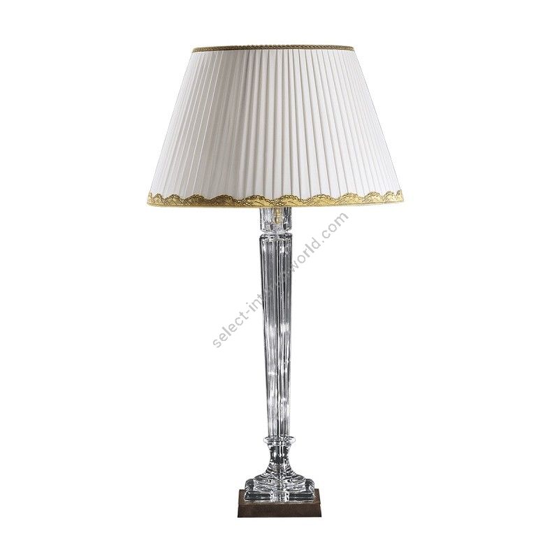 Table led lamp / Antique Gold finish / Ponge-beige fabric lampshade / Transparent glass