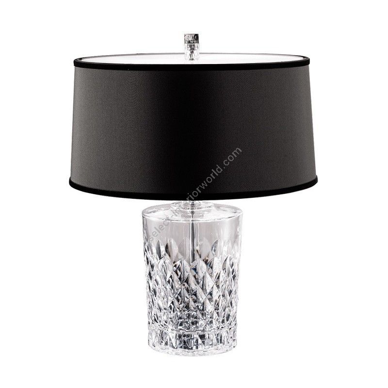 Table lamp / Chrome finish / Ponge-black fabric lampshade / Transparent glass