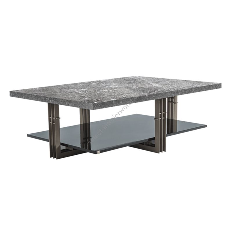 Bronze metal / Grafito High Gloss base / Luna Gray marble top