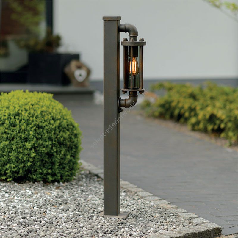 Post lamp, outdoor, industrial style, Iron nature finish