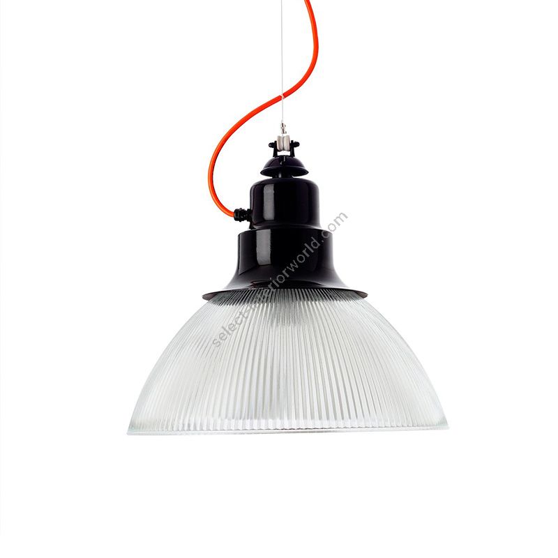 Suspension Lamp / Jet black finish / Orange rayon cable