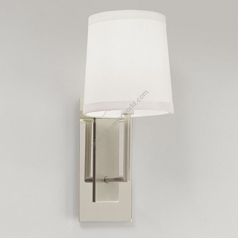 Sconce, wall lamp, Polished nickel / Satin nickel combo finishes, Oyster Linen lampshade