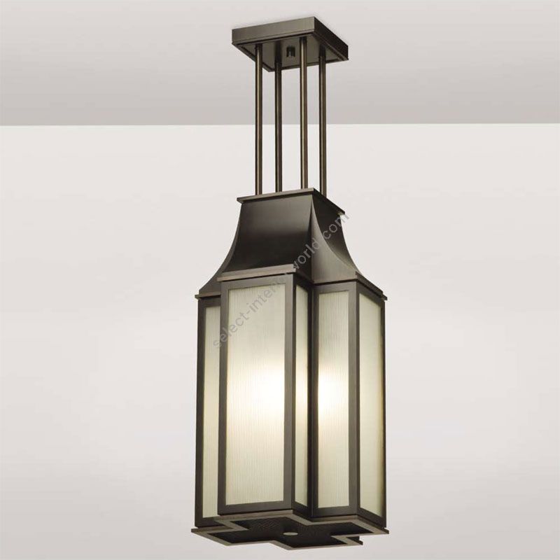 Blackened Brass finish, Frosted Ribbed Glass (cm.: W 30.5 x D 30.5 / inch.: W 12" x D 12")