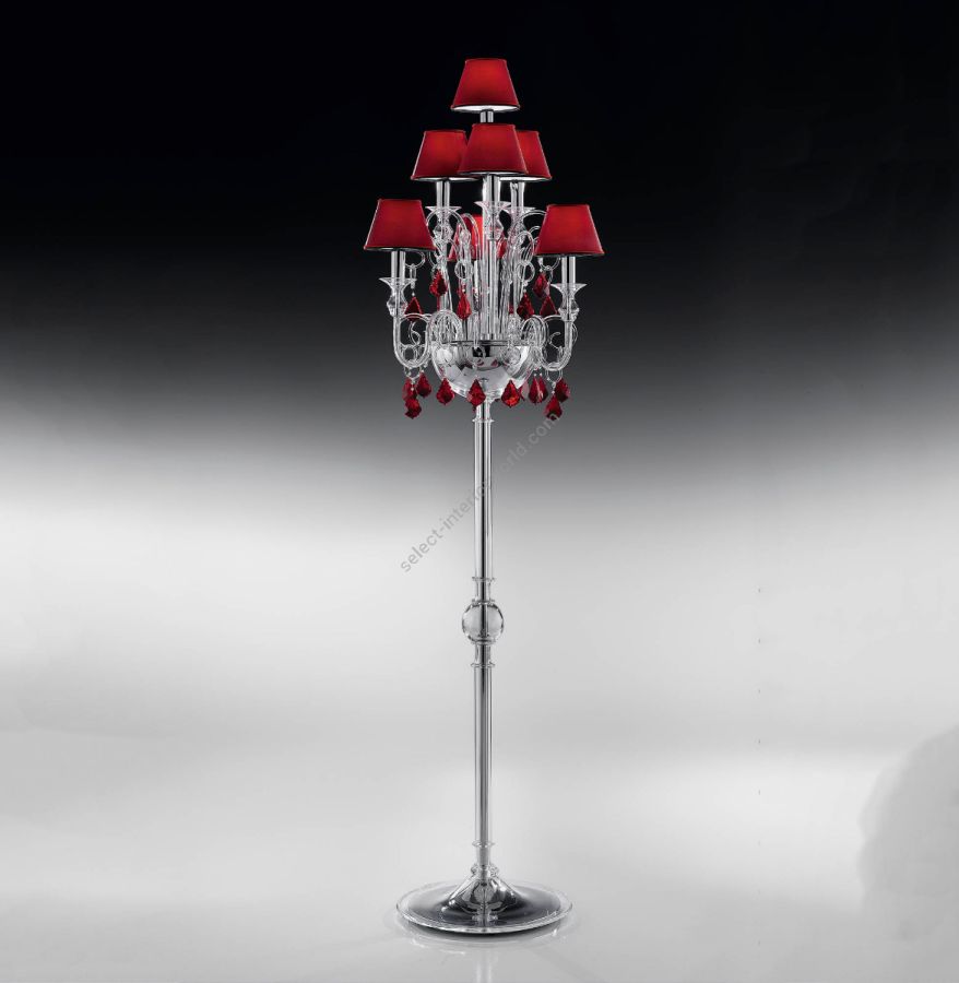 Lampshade - Red / Crystal Glass Drop Color- Red