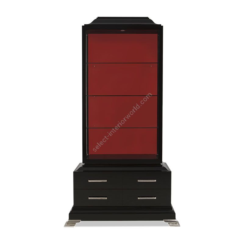 Black Lacq. / Black Lacq. / Valentino Red (Nickel Handles) finish, With glass fronted model