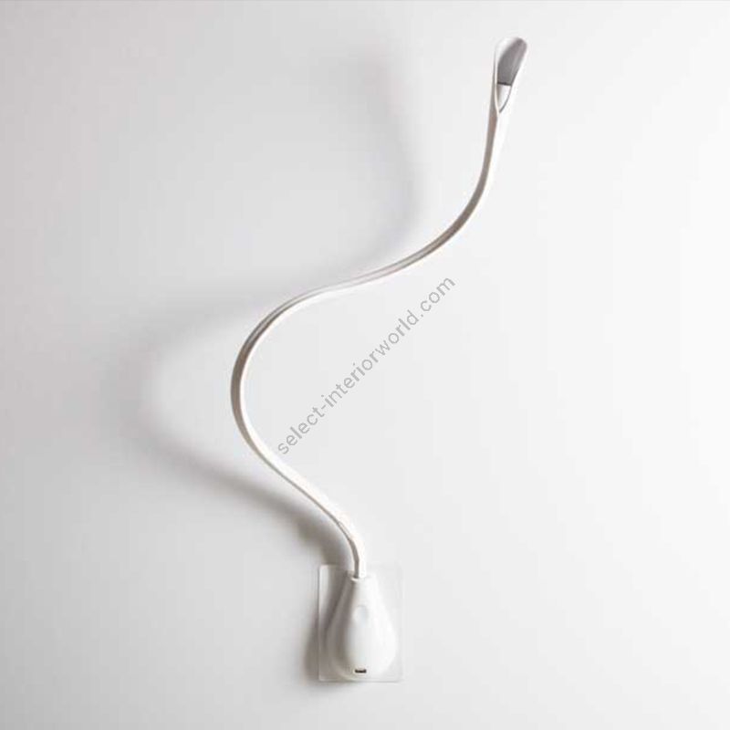 Wall mounted LED lamp / White semi-gloss and White leather