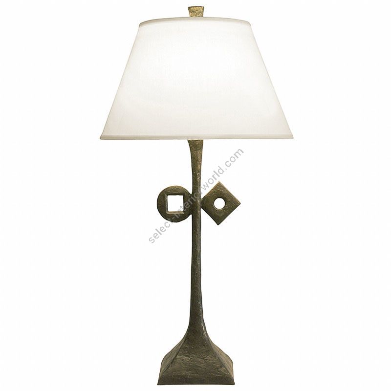 Natural patina finish / White linen lamp shade / With symbol