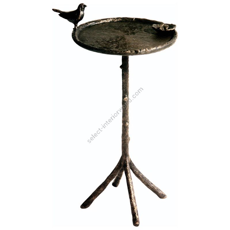 Natural patina finish / Top with bird and nest / cm.: 63.5 x 30.48 x 30.48 / inch.: 25” x 12” x 12”