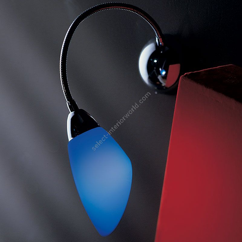 Wall lamp / Chrome finish / Satin blue glass