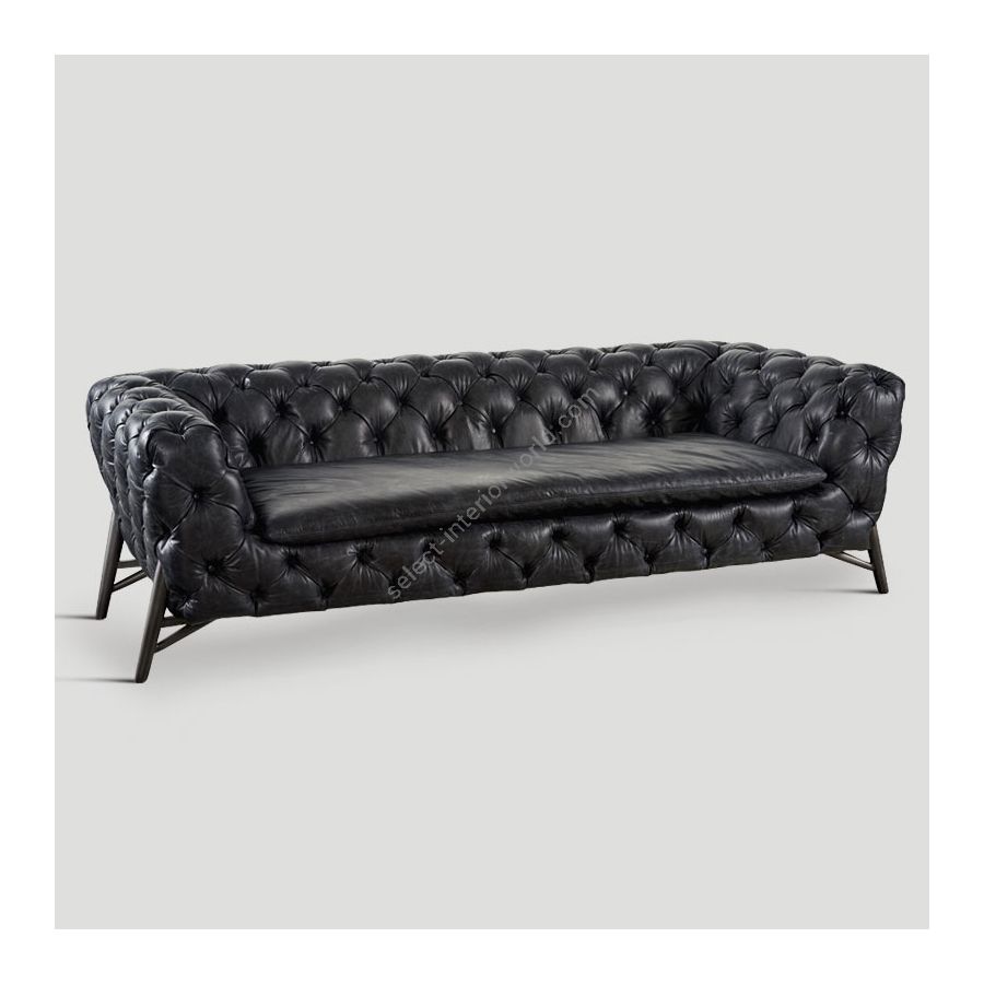 Ebano Nero real leather upholstery / cm.: 66 x 222 x 92 / inch.: 25.98" x 87.40" x 36.22"