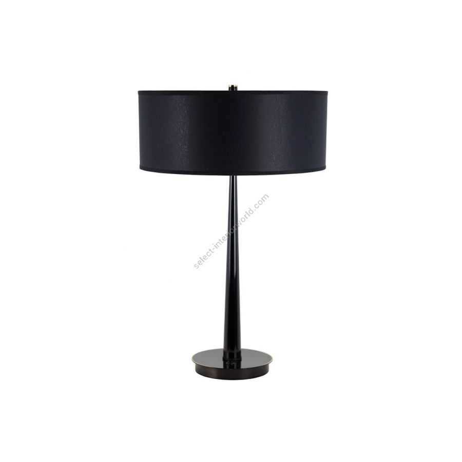 Table Lamp Japanese Style / Dark brushed bronze finish / Black fabric lampshade