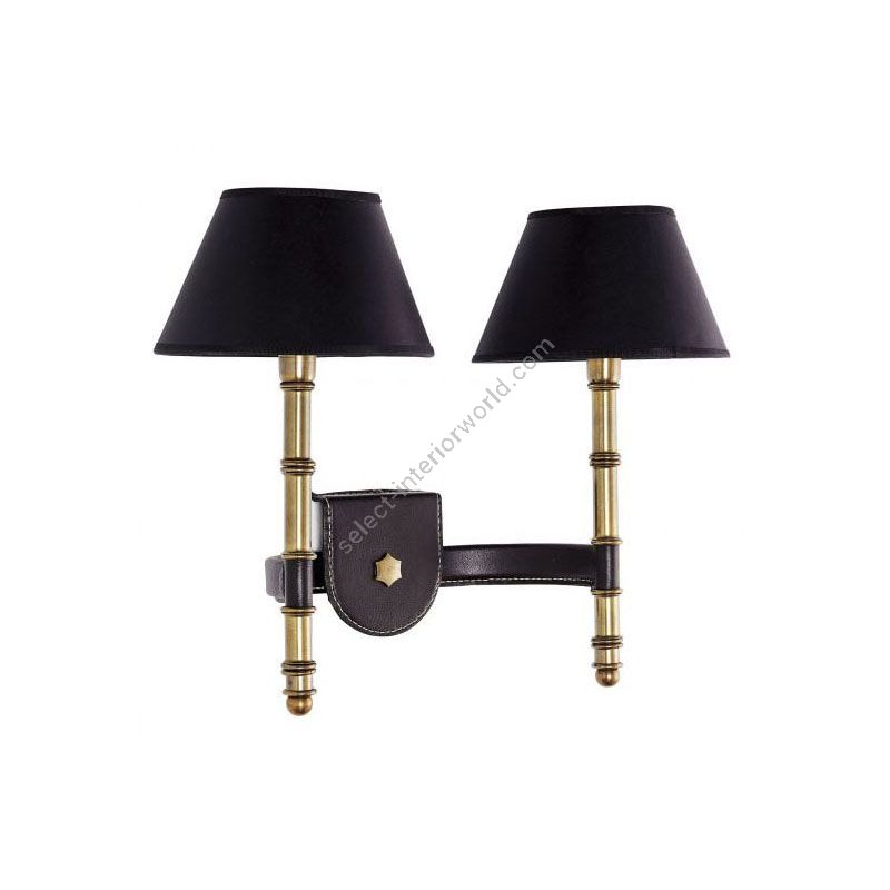 Aged brass finish with dark leather particulars