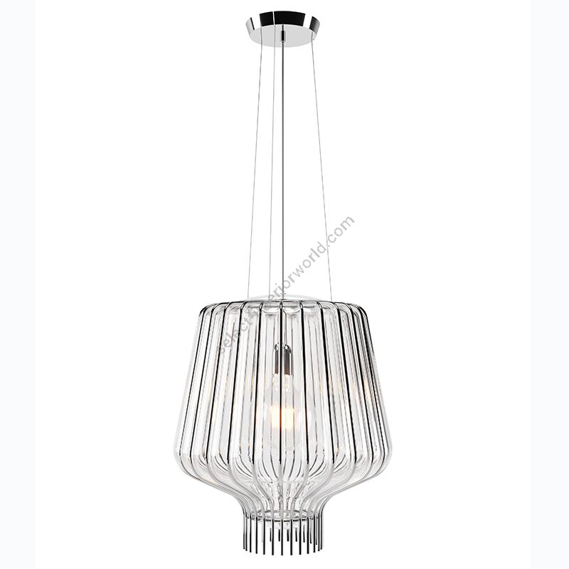 Chrome finish, transparent glass lamp