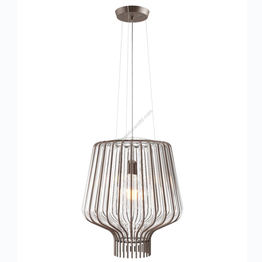 Rust finish, transparent glass lamp