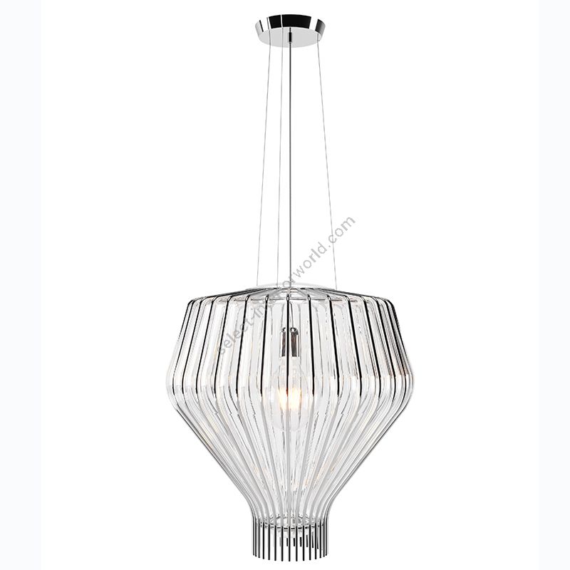 Chrome finish, transparent glass lamp