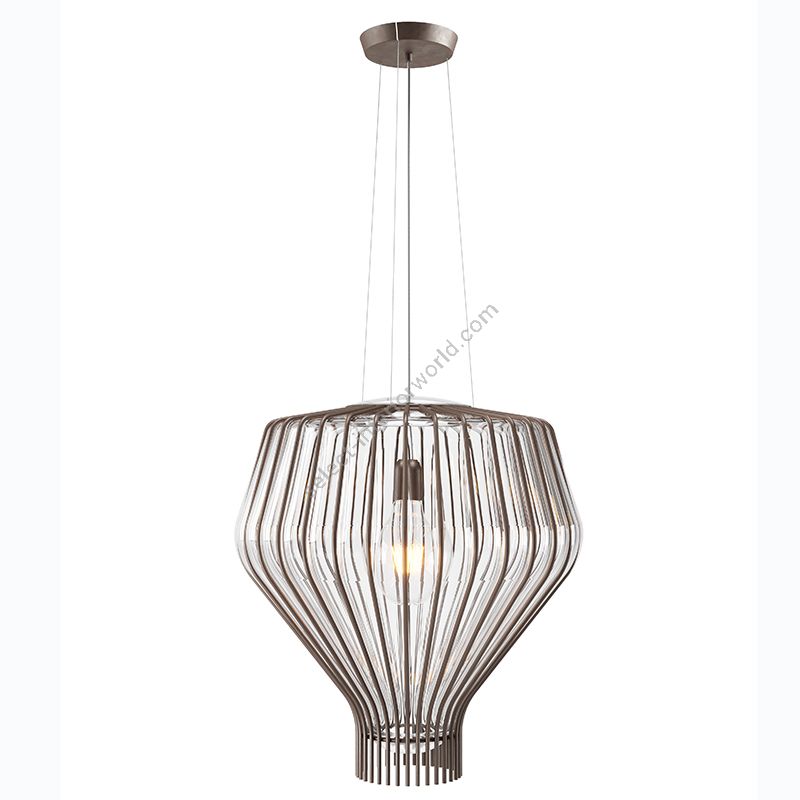 Rust finish, transparent glass lamp