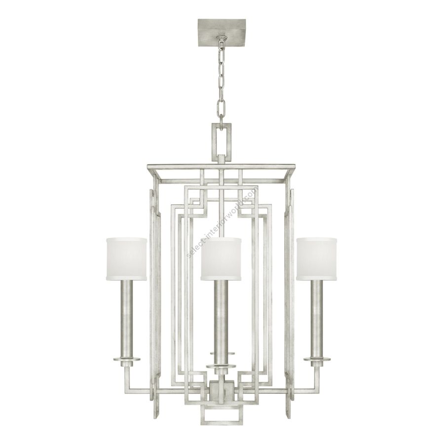 Silver Leaf / White Fabric Shades - 889040-41