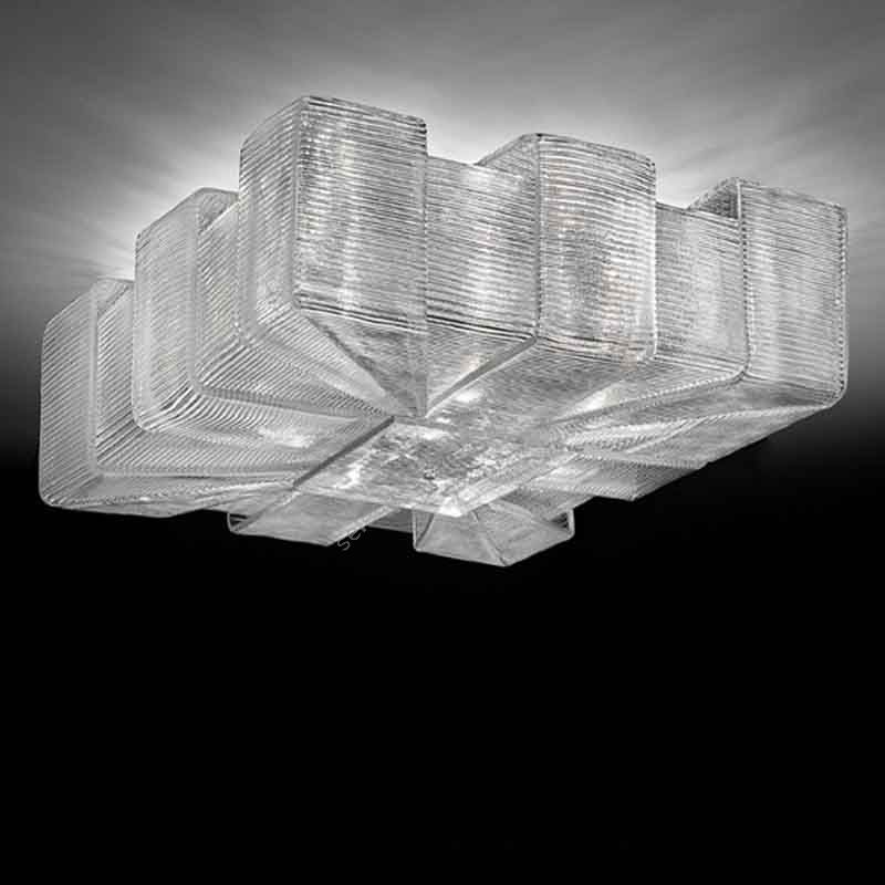 Chrome finish / Clear Overlap glass color / 4 lights (cm.: 30 x 55 x 55 / inch.: 11.81" x 21.65" x 21.65")