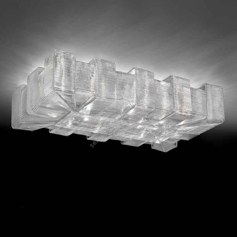 Chrome finish / Clear Overlap glass color / 8 lights (cm.: 30 x 100 x 55 / inch.: 11.81" x 39.37" x 21.65")