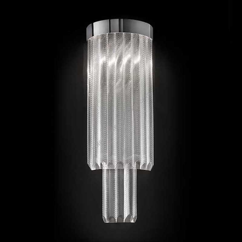 Chrome finish / Clear glass colour / Cut T30 type of glass / cm.: 72 x 28 x 28 / inch.: 28.35" x 11.02" x 11.02"