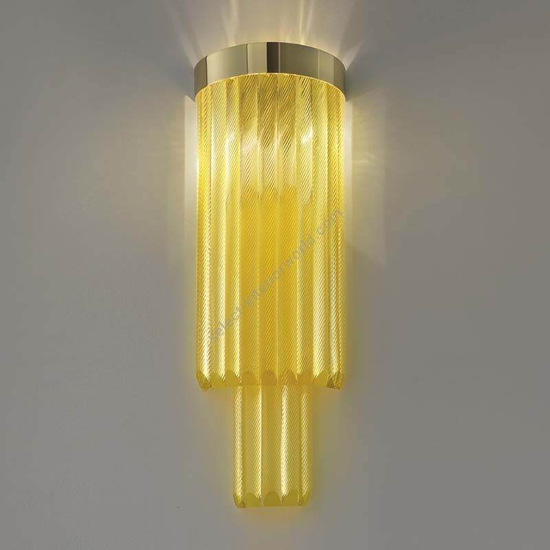 24 Kt gold plate finish / Yellow1 glass colour / Cut T30 type of glass / cm.: 72 x 28 x 28 / inch.: 28.35" x 11.02" x 11.02"