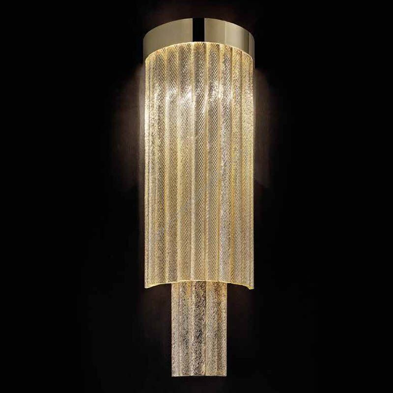 24 Kt gold plate finish / Clear gold glass colour / Cut T90 type of glass / cm.: 72 x 28 x 28 / inch.: 28.35" x 11.02" x 11.02"