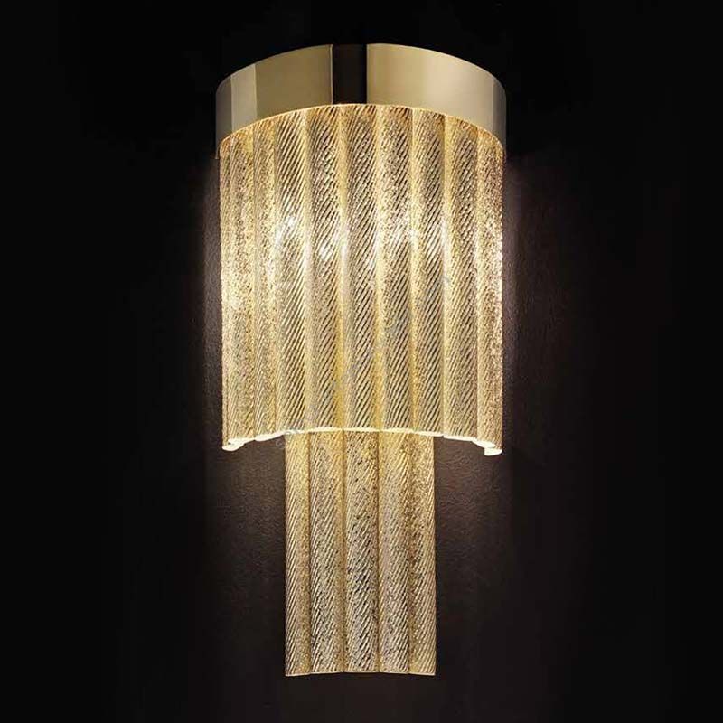 24 Kt gold plate finish / Clear gold glass colour / Cut T90 type of glass / cm.: 45 x 28 x 28 / inch.: 17.72" x 11.02" x 11.02"