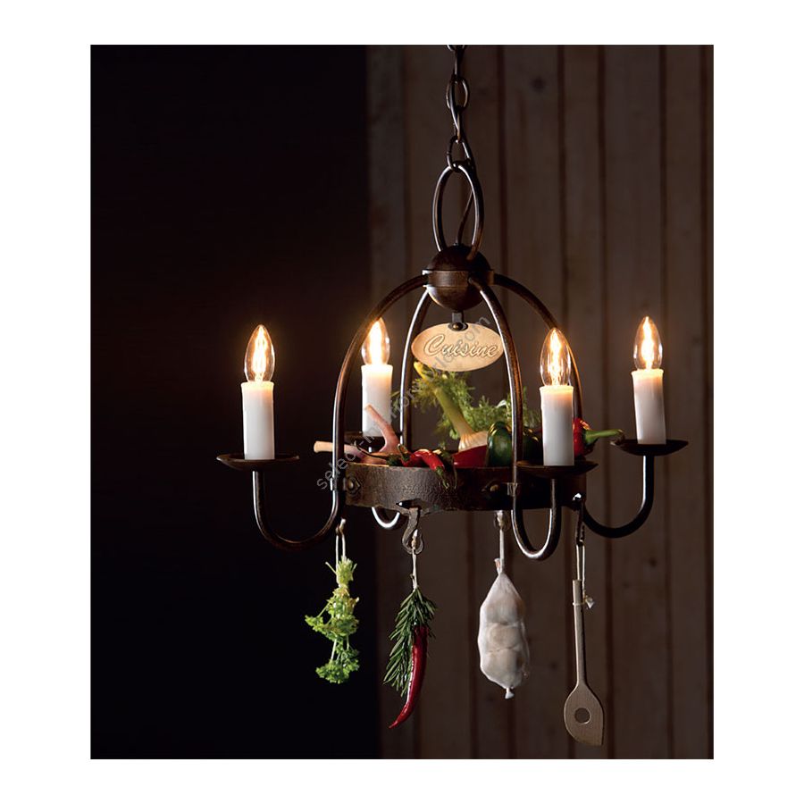 Patina finish, 4 lights (cm.: H 46 x W 60 / inch.: H 18" x W 23.6")