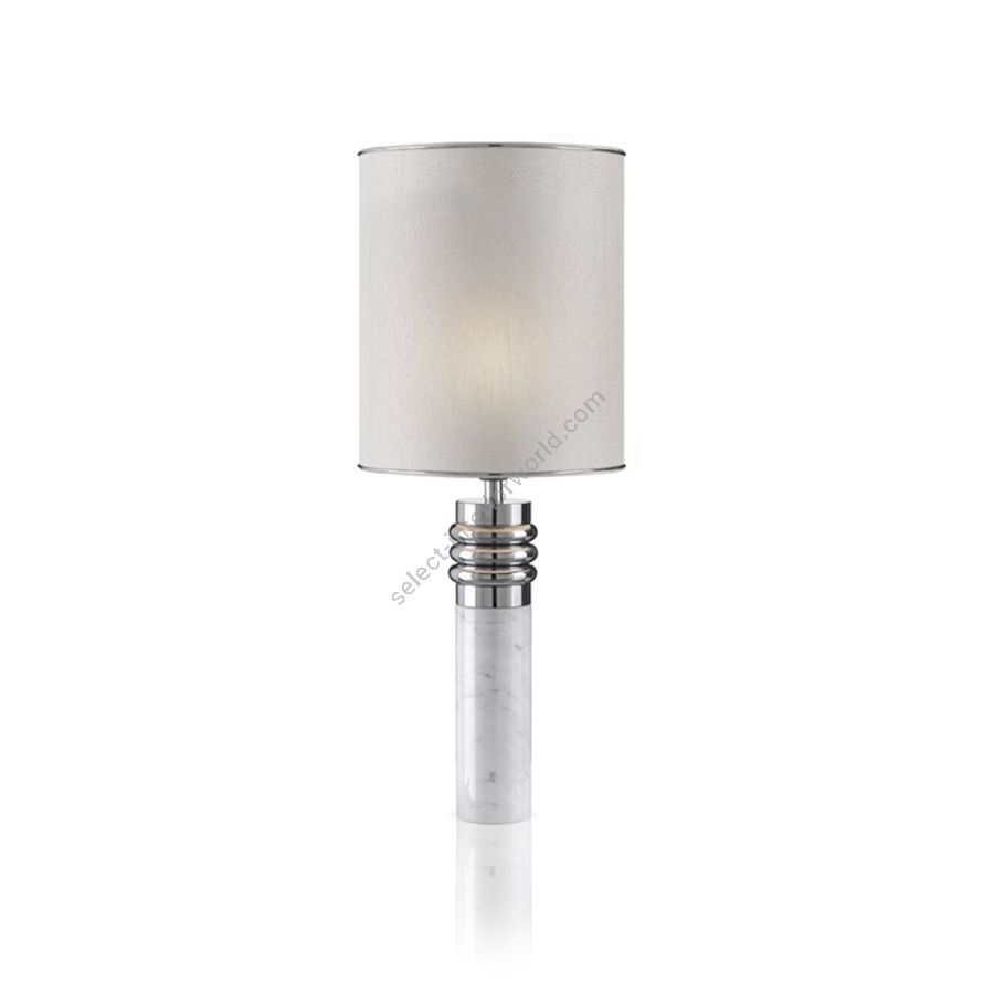 Table lamp / White Carrara marble / Nickel brass rings