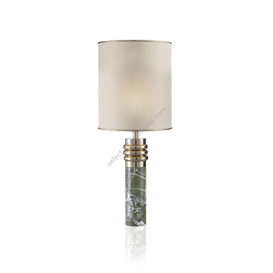 Table lamp / Green Verde Alpi marble / Soft gold brass rings