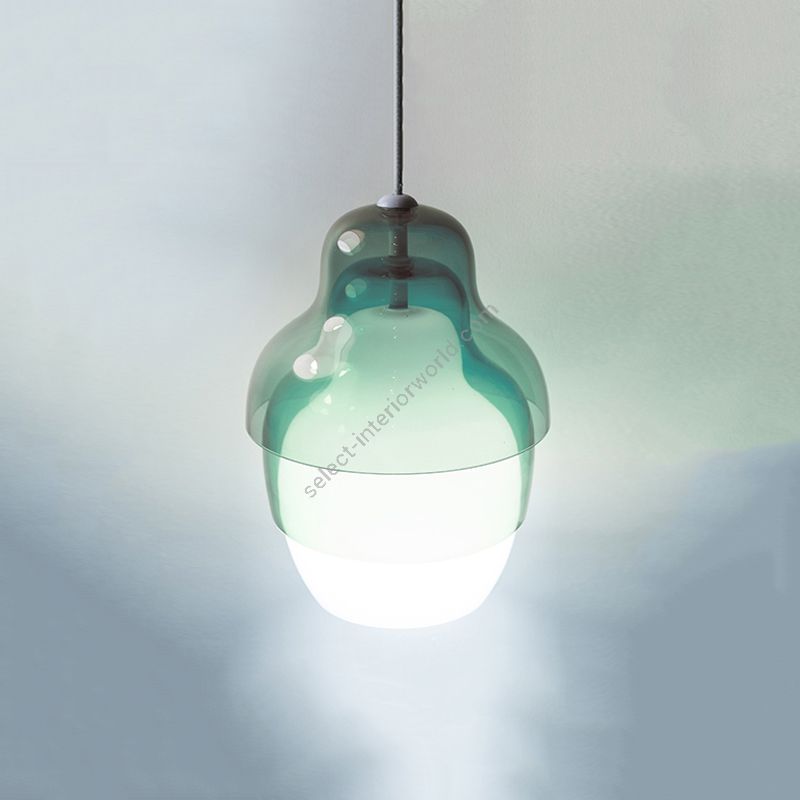 Suspension lamp / Blue glass diffuser