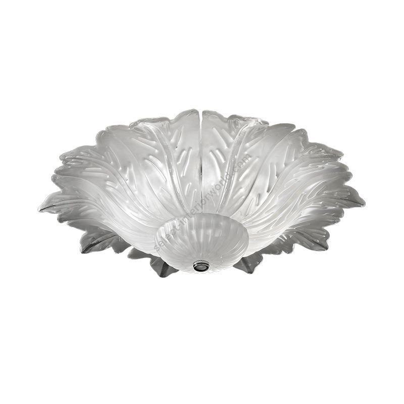 Ceiling lamp / Shiny Nickel finish / Transparent Etched glass