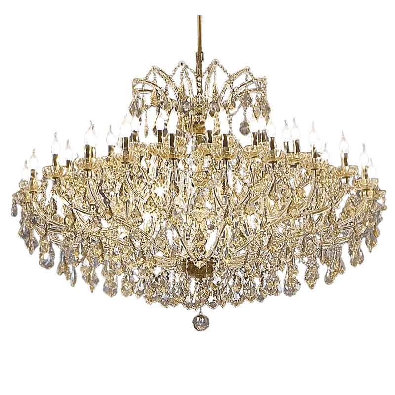 Chandelier / Shiny Gold finish / Topaz glass / Crystal pendants / 54 lights (cm.: 210 x 160 x 160 / inch.: 82.68" x 62.99" x 62.99")