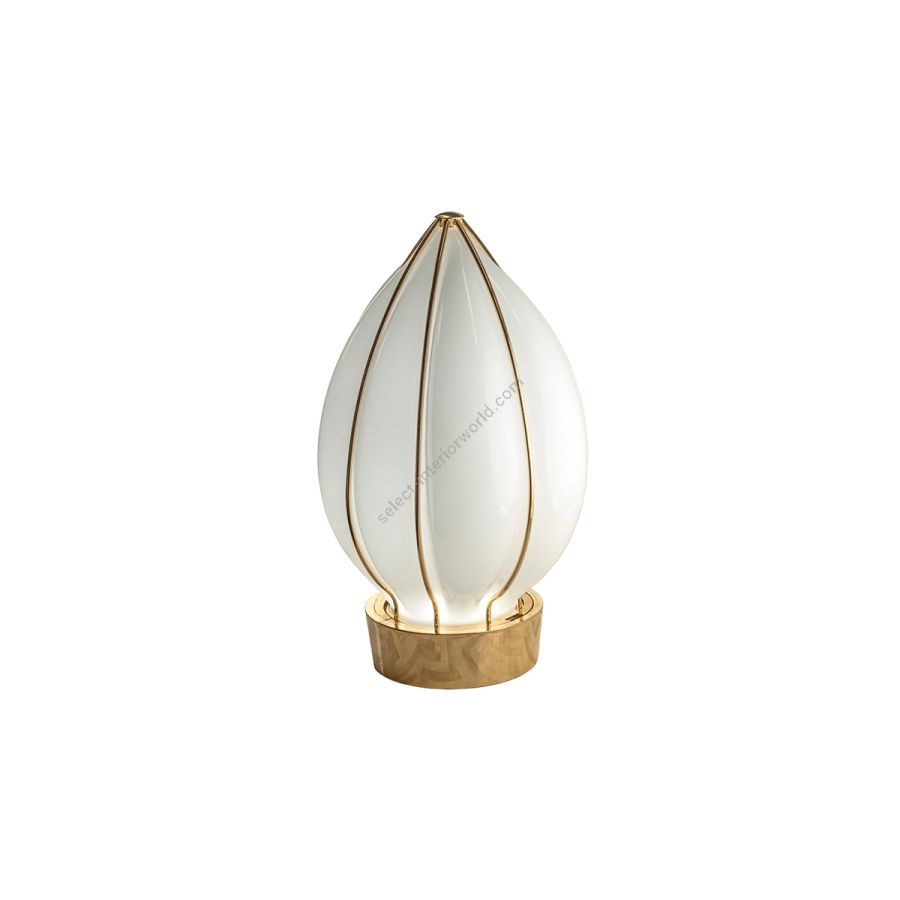 Cordless table lamp / Light Gold finish / White glass