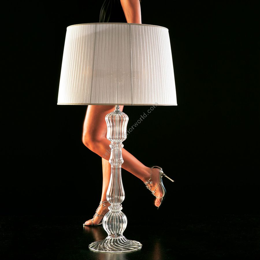 Floor lamp / Transparent glass / Organza-grey lampshade